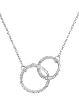 Just The Two Of Us - 14k White Gold Hawthorn Twig Double Circle Necklace