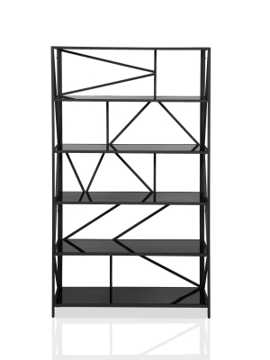 71.25" Ginrel Metal Display 5 Shelves Bookshelf Black - Mibasics