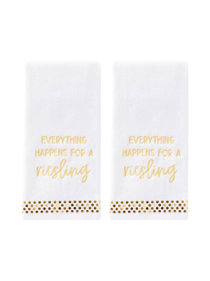 2pc Everything Happens Hand Towel Set White - Skl Home