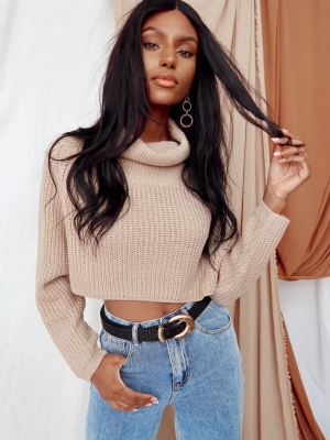 No Chill Taupe Crop Sweater