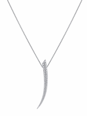 18ct White Gold And Diamond Medium Sabre Necklace