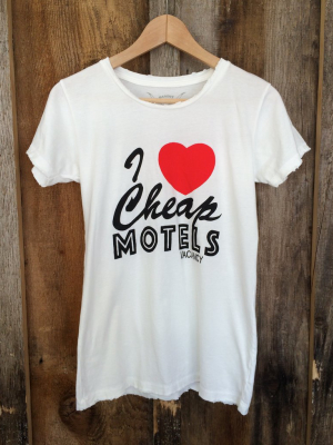 I Love Cheap Motels Womens Tee White/multi