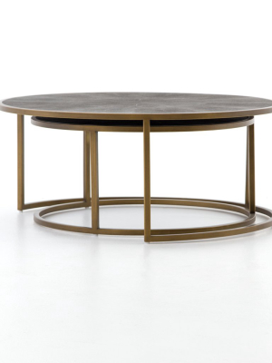 Shagreen Nesting Coffee Table In Antique Brass