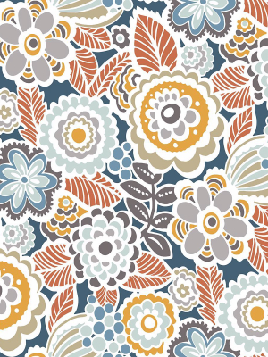 Lucy Floral Wallpaper In Navy From The Bluebell Collection By Brewster Home Fashions