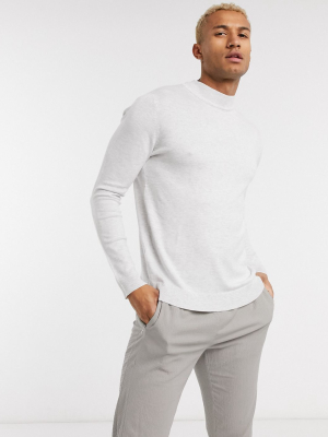 Pull&bear Turtleneck Sweater In Gray