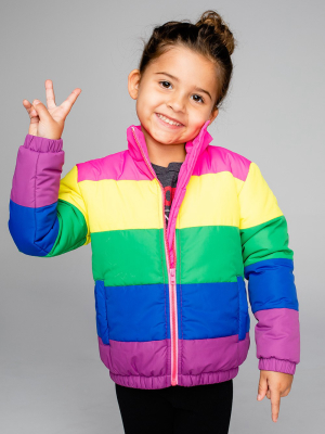 Buddylove Willow Girl's Puffer Jacket - Rainbow