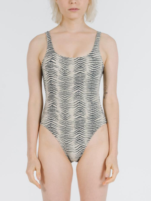 Zebra Lounge One Piece - Thrift White