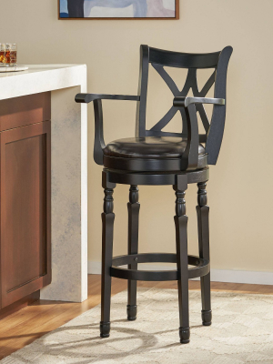 Eclipse Armed Swivel 30.5" Barstool Black - Christopher Knight Home