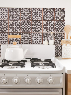 Black And White Azulejos Kitchen Tile Decal