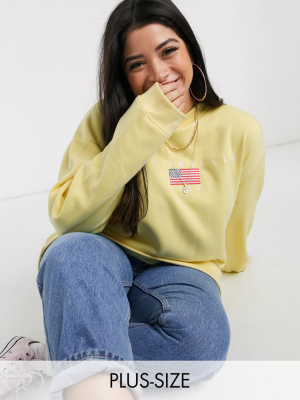 Daisy Street Plus Relaxed Sweatshirt With Los Angeles Embroidery