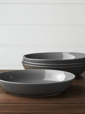 Set Of 4 Hue Dark Grey Low Bowls