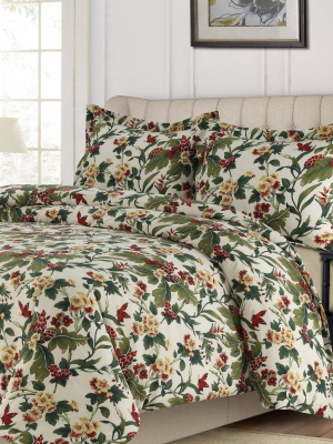 Madrid Printed Tropical Garden Oversized Duvet Cover Set - Tribeca Living