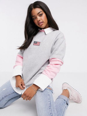 Daisy Street Oversized Sweatshirt With New York Embroidery In Color Block