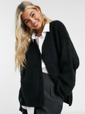 Topshop Oversized Cardigan In Black