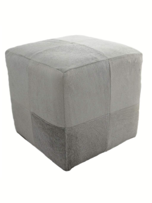 Cowhide Pouf, Grey