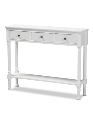 3 Drawer Calvin Wood Entryway Console Table - Baxton Studio