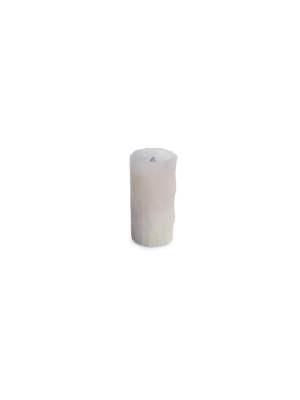 Melrose 6" Prelit Led Battery Operated Flameless Cable Knit Wax Pillar Candle - White