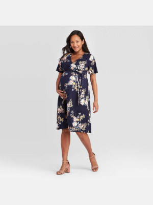 Short Sleeve Knit Wrap Maternity Dress - Isabel Maternity By Ingrid & Isabel™