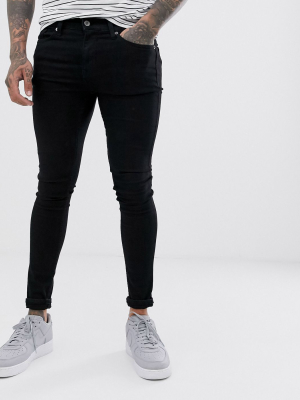 Topman Super Spray On Jeans In Black