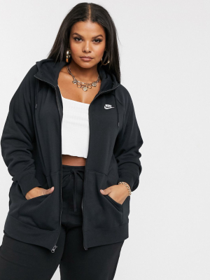 Nike Plus Black Essentials Zip Through Hoodie