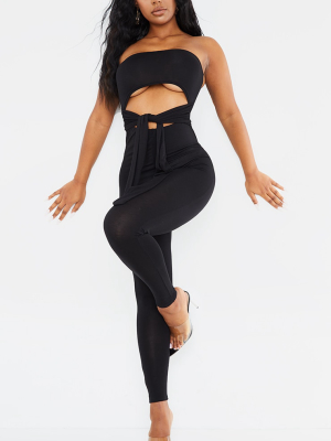 Black Tie Waist Cut Out Jumpsuit