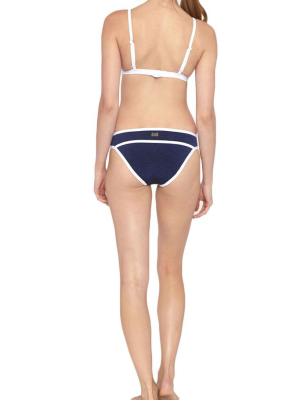 Monte Carlo Moderate Bikini Bottom - Indigo Blue/white