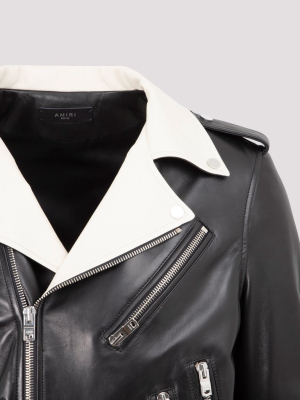 Amiri Contrast Collared Leather Jacket