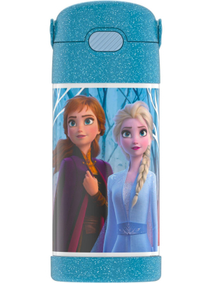 Thermos Frozen 2 12oz Funtainer Water Bottle With Bail Handle - Blue Glitter