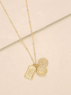 Coin Charms Talisman 18k Gold Plated Necklace