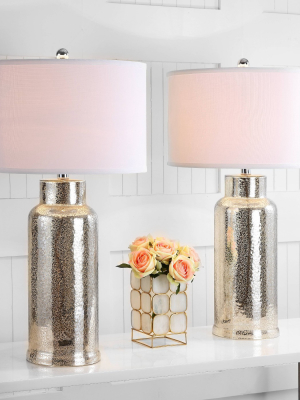 Set Of 2 Bottle Glass Table Lamp (includes Led Light Bulb) Ivory/silver - Safavieh