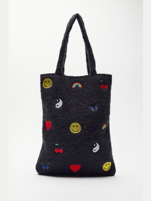 Uo Embroidered Knit Tote Bag