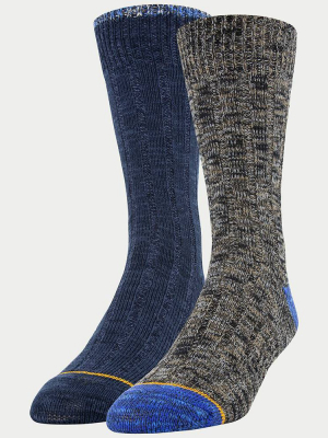 Signature Gold By Goldtoe Men's Soft Slub Tipper Crew Socks 2pk - Pewter 6-12.5