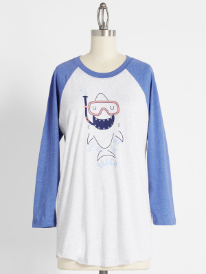 To The Beach Shark Graphic Raglan Tee