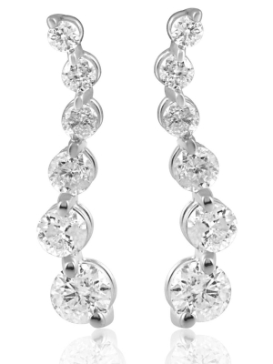 Pompeii3 Ladies 1/2ct Diamond Journey Earrings 14k White Gold