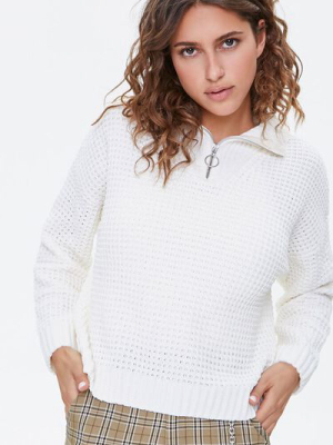 Open-knit Half-zip Sweater