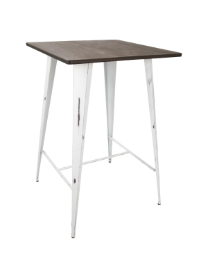 Oregon B Table With Vintage White Frame And Espresso Wood - Lumisource