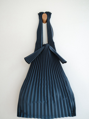 Small Pleated Pleco Tote Bag - Navy