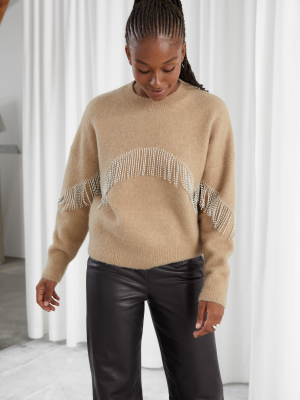 Diamanté Fringe Sweater