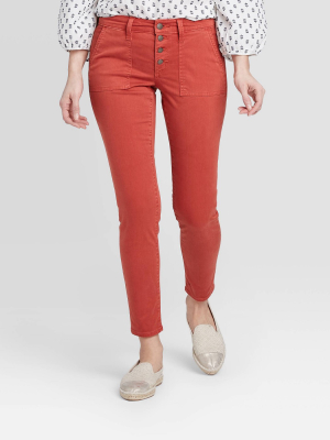 Women's Mid-rise Ankle Skinny Jeans - Universal Thread™ Rust