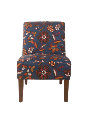 Armless Accent Chair Blue/pink Floral - Homepop