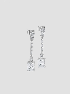 Clear Stone Square Drop Earrings