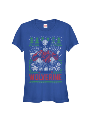 Junior's Marvel Ugly Christmas X-men Wolverine T-shirt