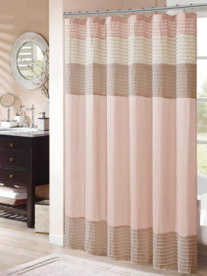 Salem Faux Silk Shower Curtain Blush