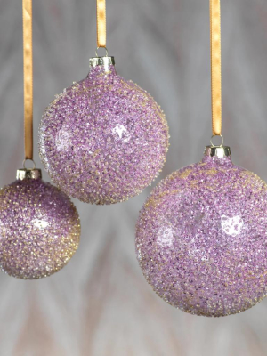 Pink Beaded Ball Ornament