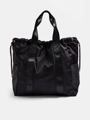 Black Drawstring Tote Bag