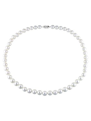 7.5-8mm Cultured Freshwater Pearl Necklace In Sterling Silver - 18" - White