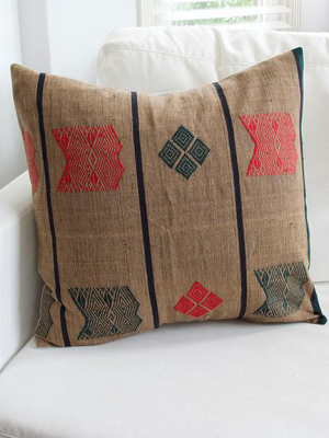 Naga Tribal Pillow - Brown, Green & Red - 20x20