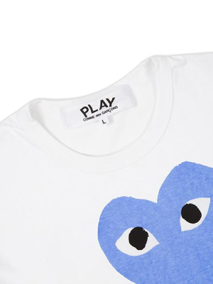 Comme Des Garcons Play Red Emblem Heart T-shirt - White/blue