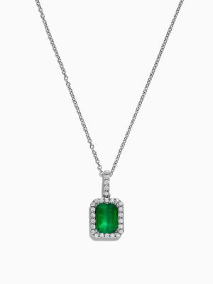 Effy Brasilica 14k White Gold Emerald And Diamond Pendant, 1.65 Tcw