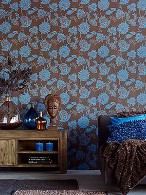 Danfi Blue And Brown Jacobean Wallpaper From The Savor Collection By Brewster Home Fashions